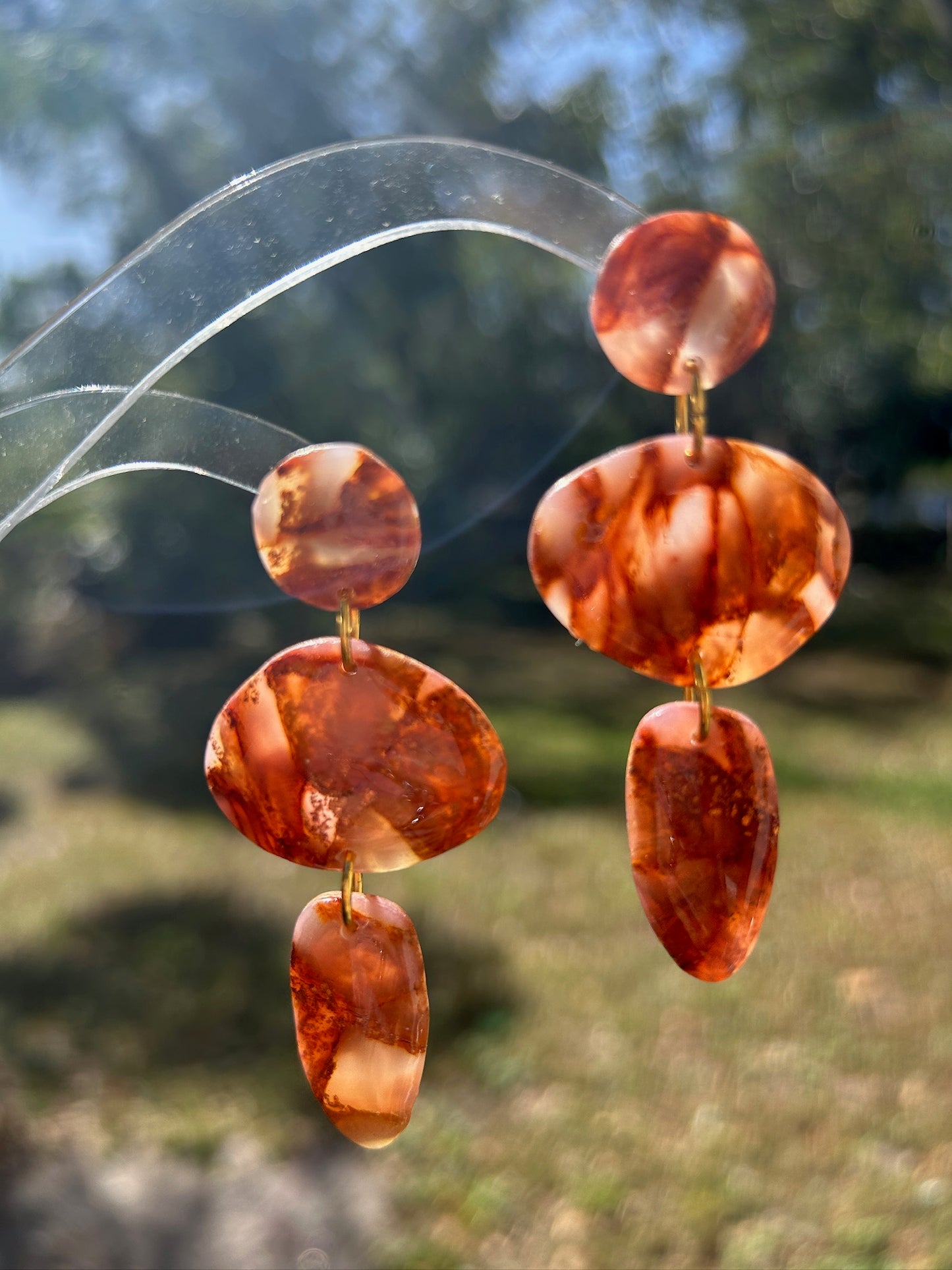 Jasper Orange Basic Dangles Earrings