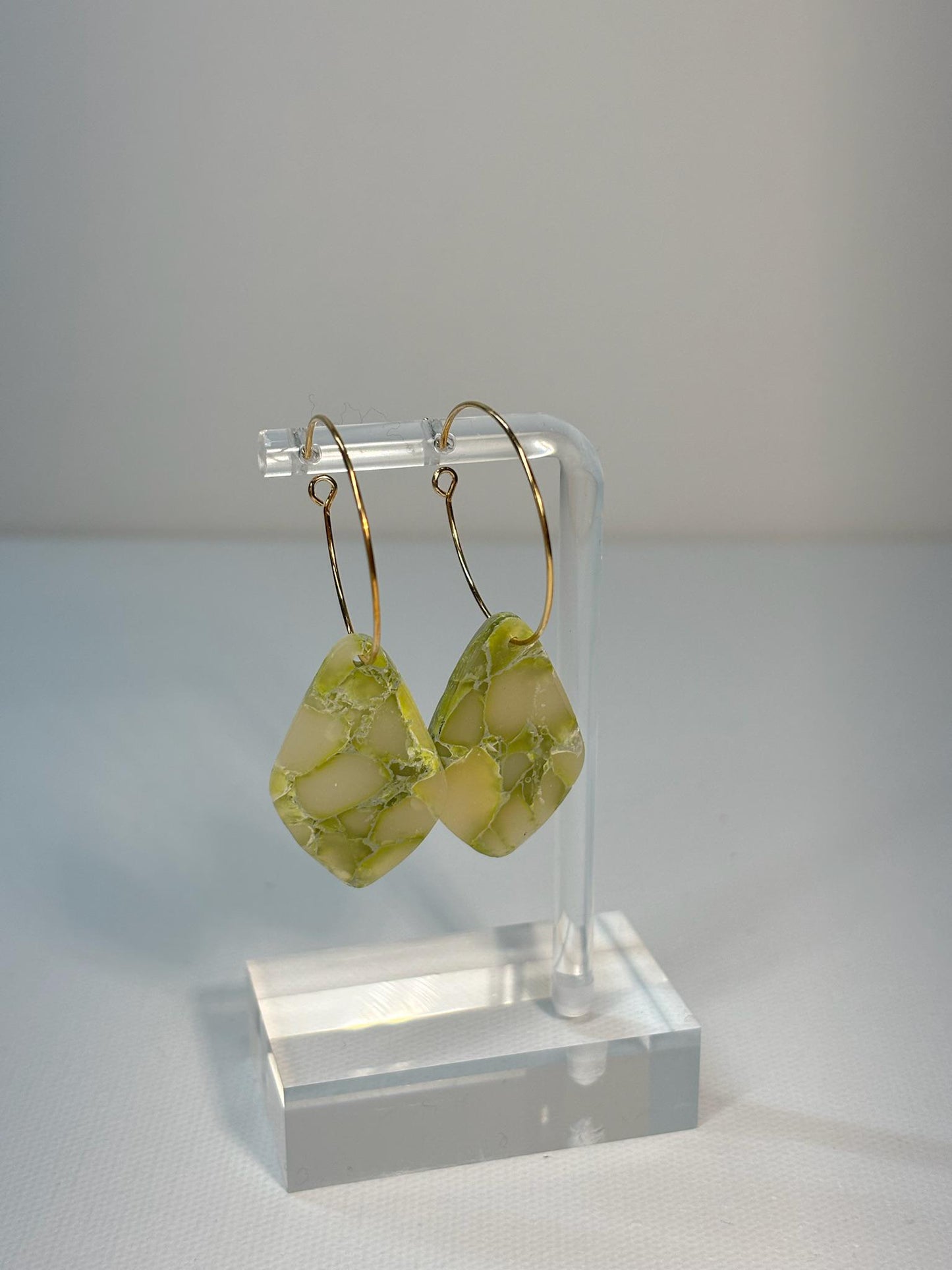 Jade Green Hoop Clay Earrings