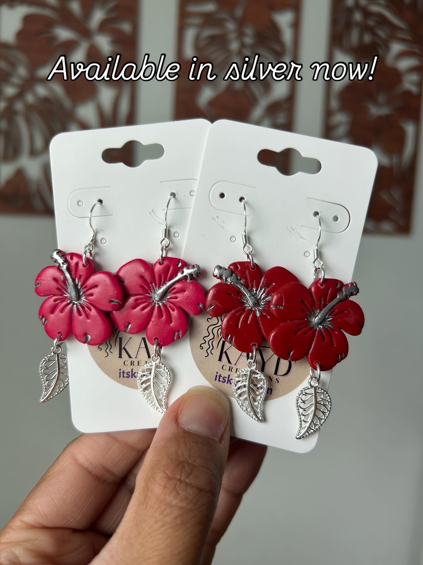 Hibiscus Bloom Pink Flower Dangles Earrings