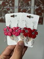 Hibiscus Bloom Pink Flower Dangles Earrings