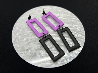 Neon Edge Rectangle Matte Dangles Earrings