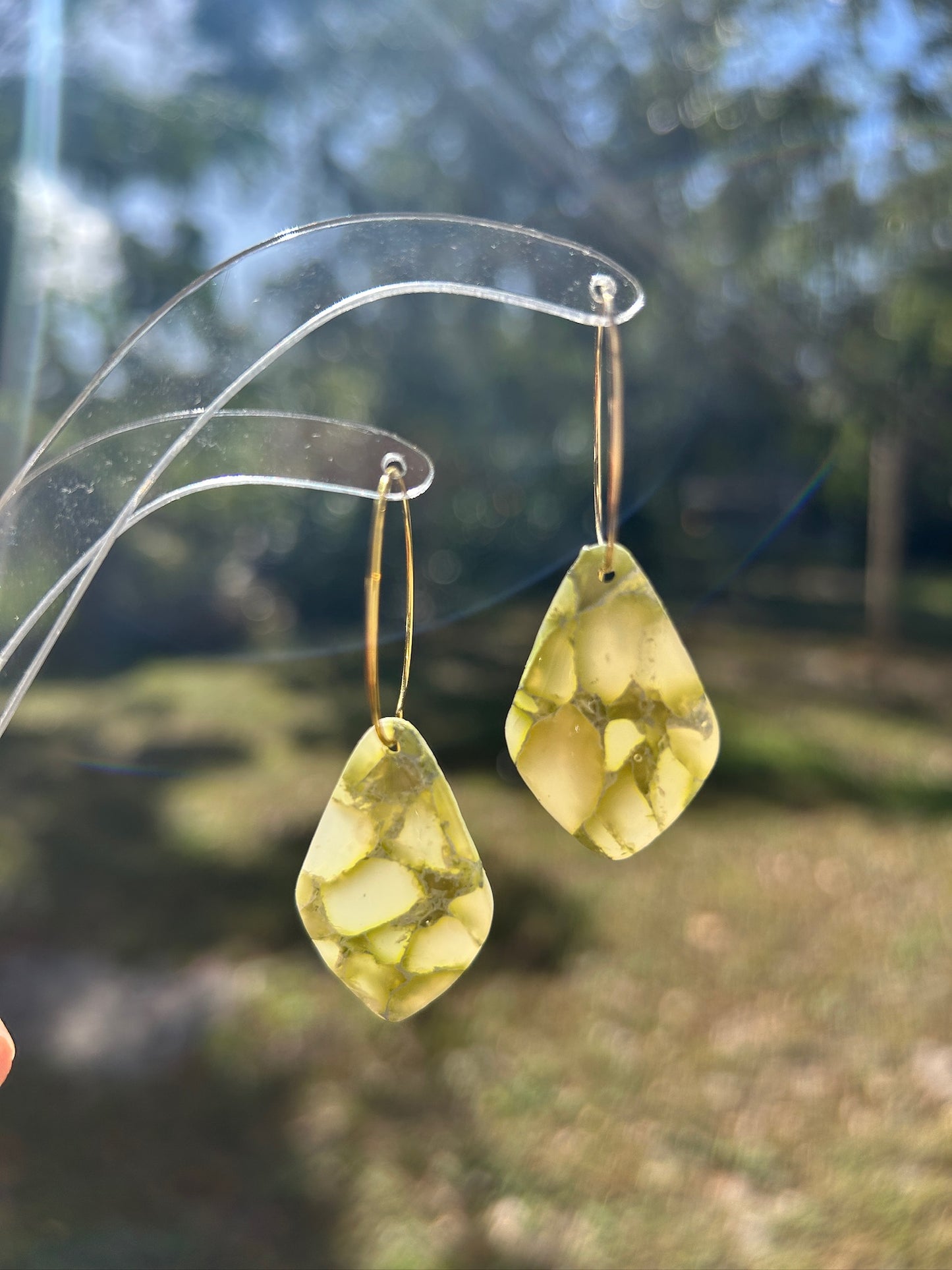 Jade Green Hoop Clay Earrings