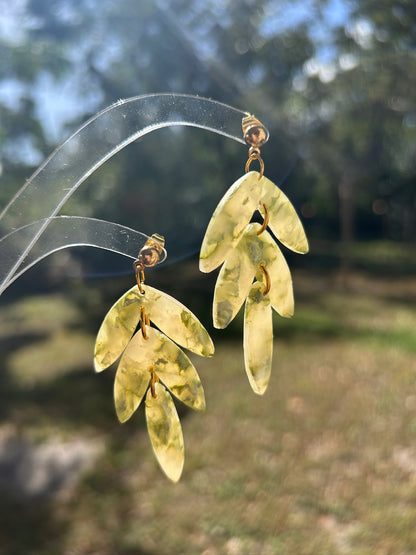 Jade Green Leaf Dangles Earrings