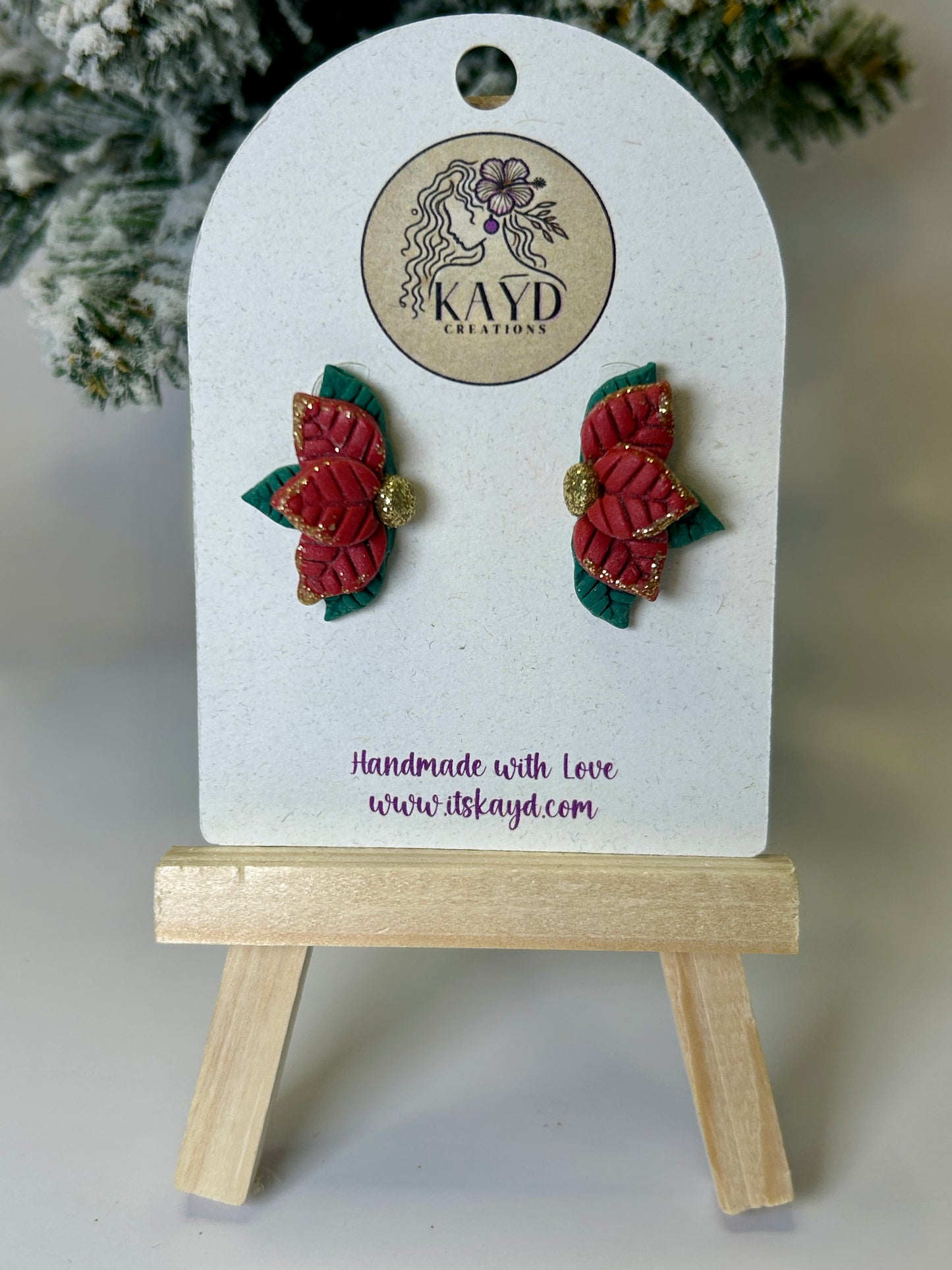 All things Merry Half Poinsettia studs #2