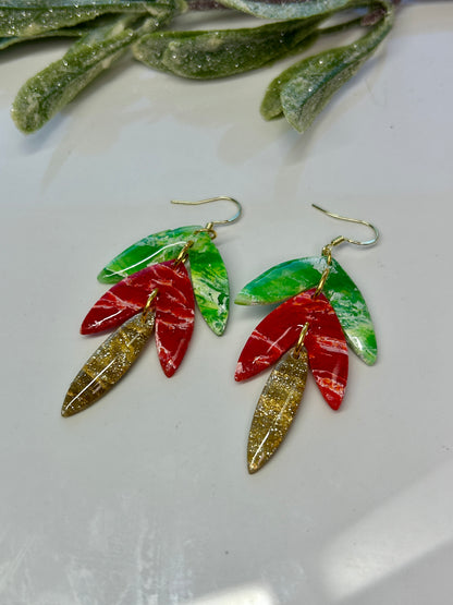 Holiday Gemstones Leaf Dangle #4