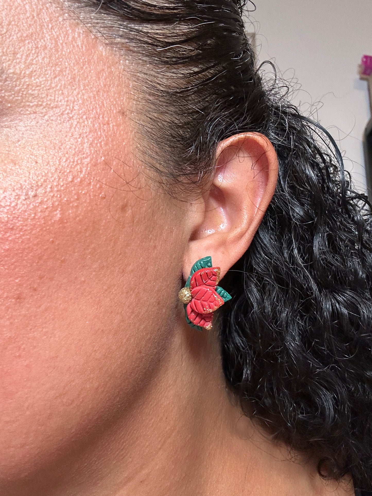All things Merry Half Poinsettia studs #2