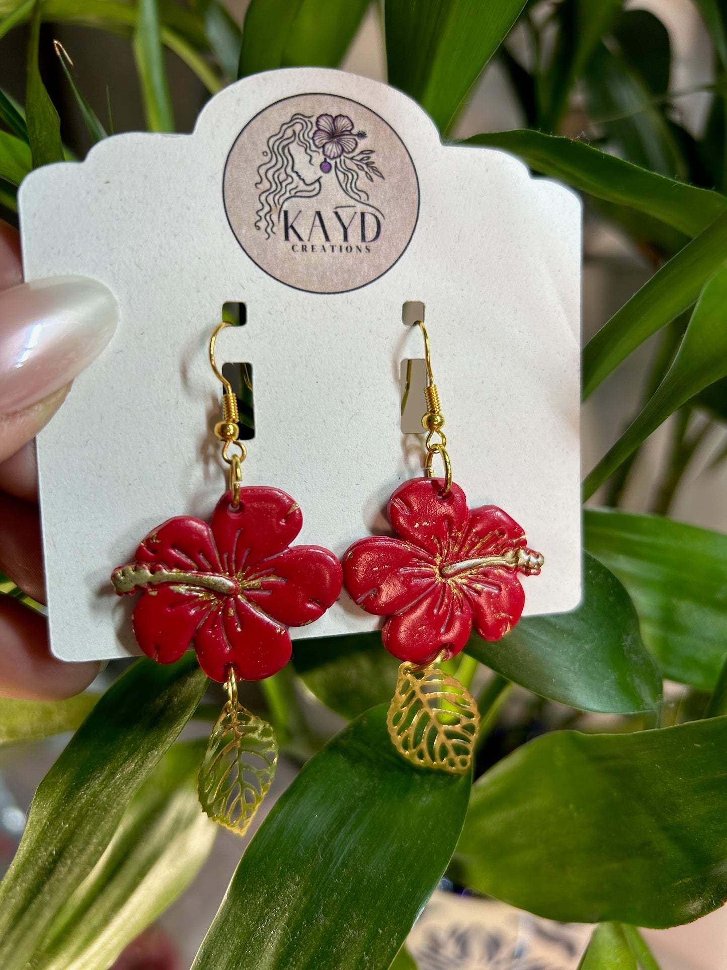 Hibiscus Bloom Pink Flower Dangles Earrings