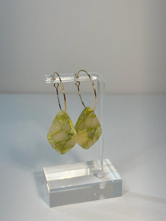 Jade Green Hoop Clay Earrings