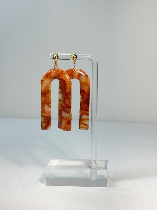 Jasper Orange Arch Dangles Earrings