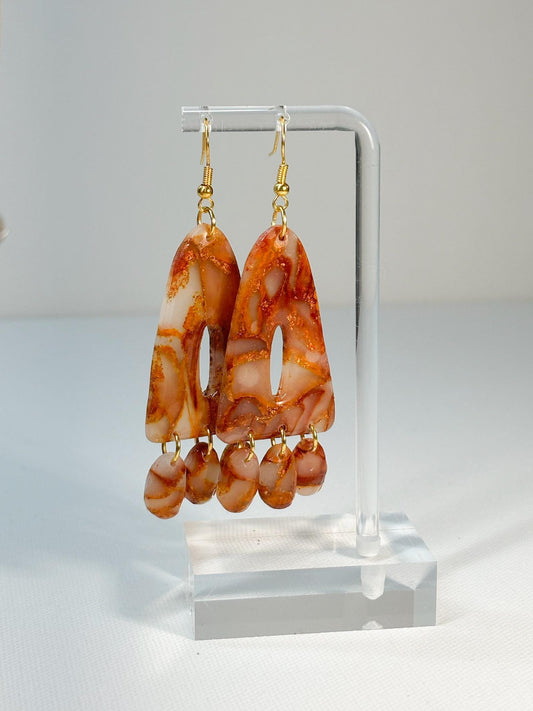 Jasper Orange Arch Dangles Earrings