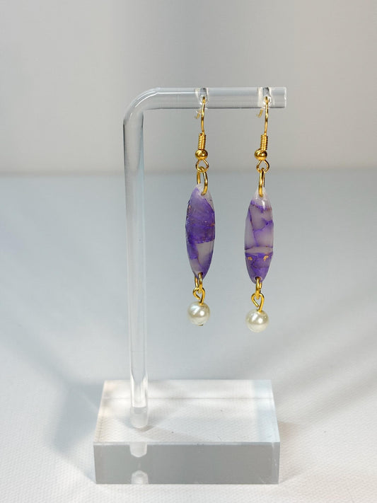 Amethyst Glow Pearl Dangles Earrings