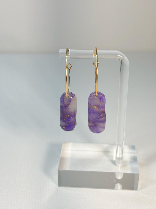 Amethyst Glow Hoop Dangles Earrings