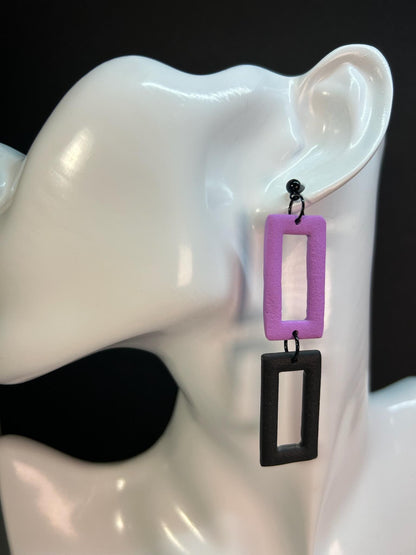 Neon Edge Rectangle Matte Dangles Earrings