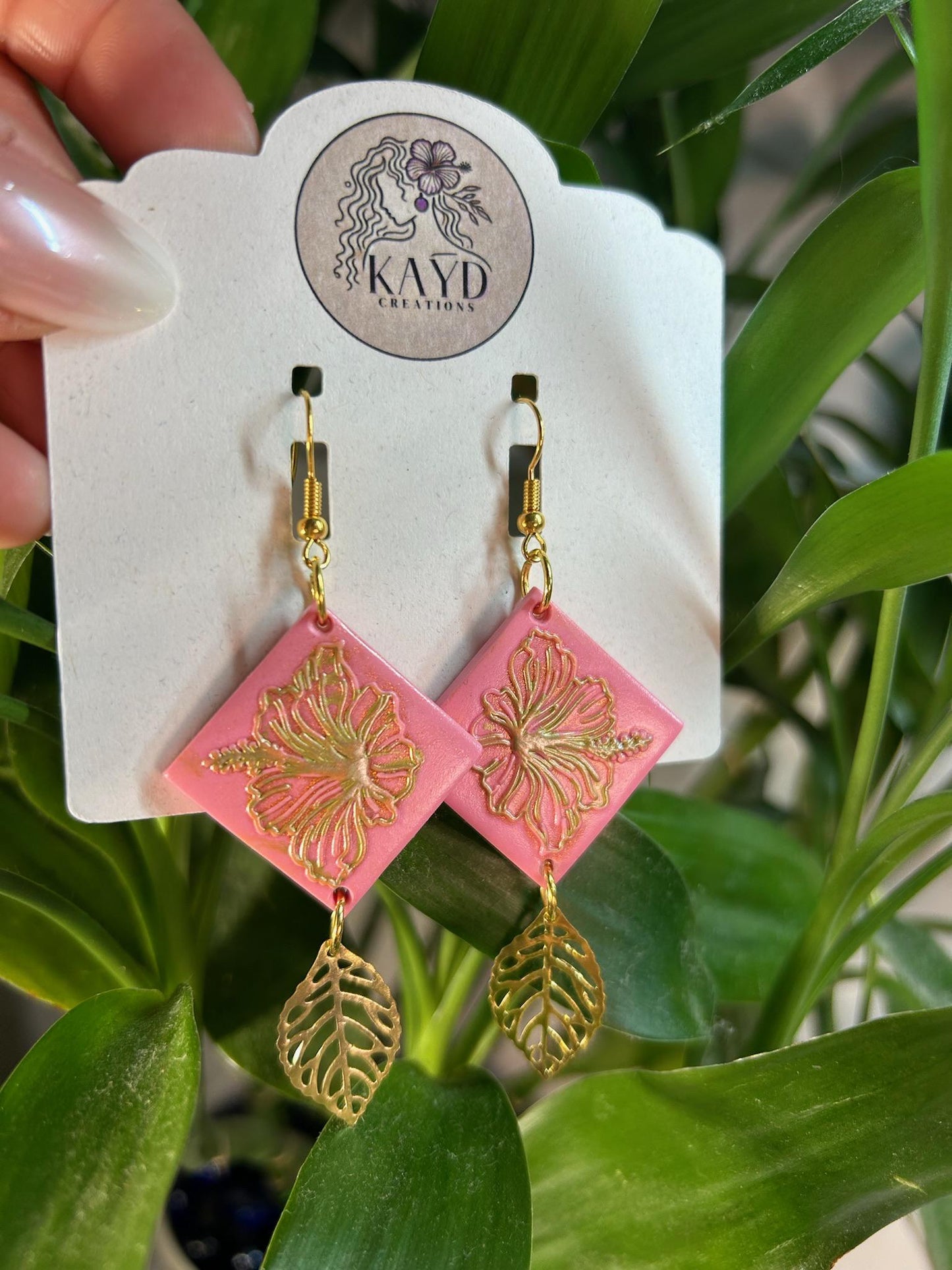 Hibiscus Bloom Pink Single Dangles Earrings