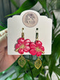 Hibiscus Bloom Pink Flower Dangles Earrings