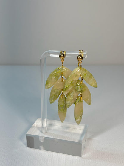 Jade Green Leaf Dangles Earrings