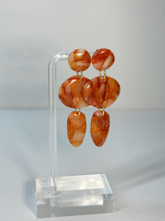 Jasper Orange Basic Dangles Earrings