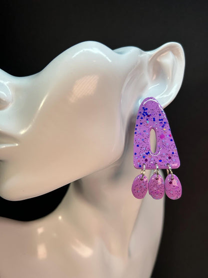 Neon Edge Organic Glitter Dangles Earrings