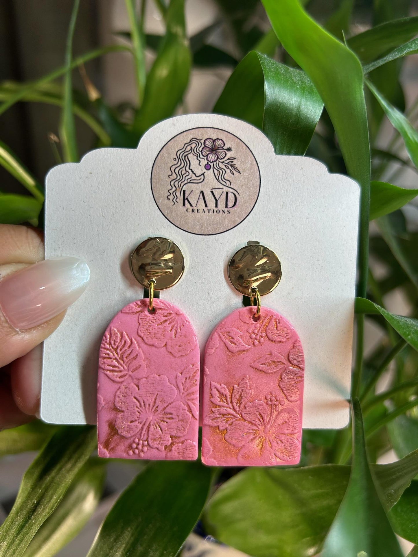 Hibiscus Bloom Pink Dangles Earrings