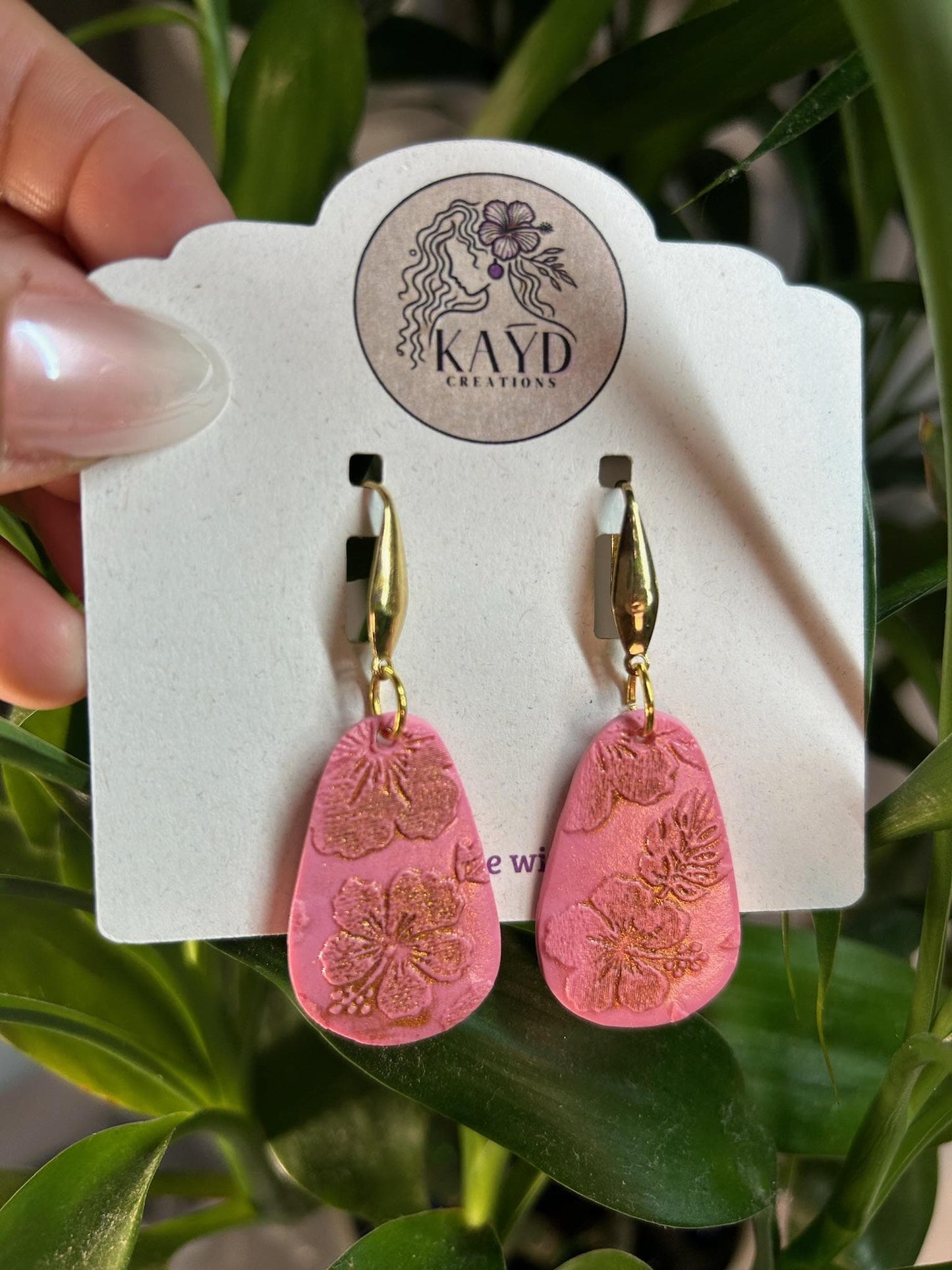 Hibiscus Bloom Pink Drop Dangles Earrings